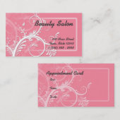 ピンクの花いっぱいの渦巻のビジネス及びアポイントメントカード 予約カード (正面/裏面)
