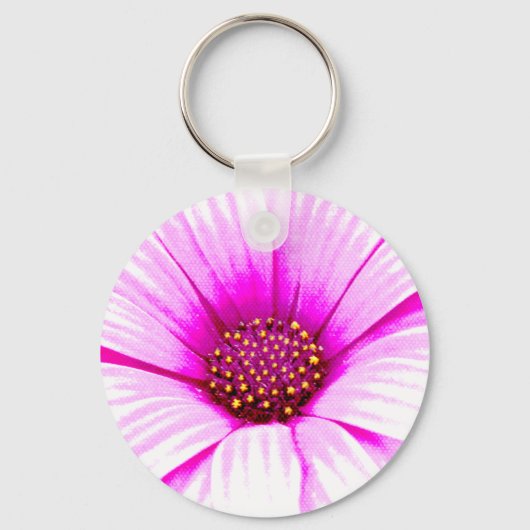 ピンクの花いっぱいのKeychain キーホルダー (正面)