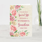 ピンクの花おばあちゃんハッピーマザーズデイカード カード (正面)