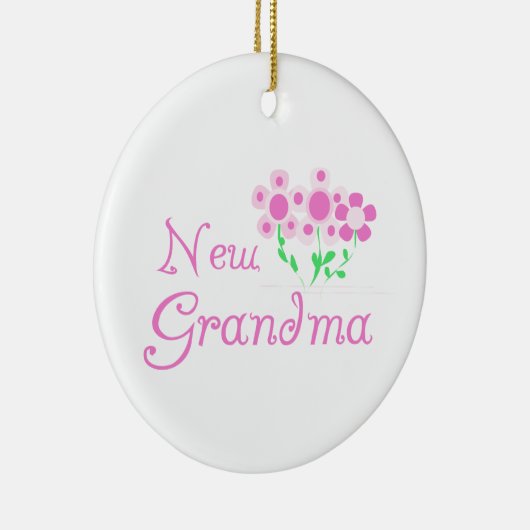 ピンクの花おばあちゃんプレゼント セラミックオーナメント (右)