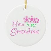 ピンクの花おばあちゃんプレゼント セラミックオーナメント (正面)