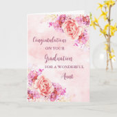 ピンクの花おばさん卒業おめでとう カード (黄色い花)