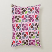 ピンクの花およびフクロウパターン アクセントクッション (正面(垂直))