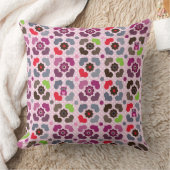 ピンクの花およびフクロウパターン クッション (ブランケット)