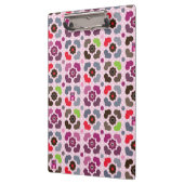 ピンクの花およびフクロウパターン クリップボード (左)