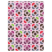 ピンクの花およびフクロウパターン クリップボード (裏面)