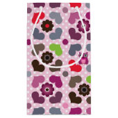 ピンクの花およびフクロウパターン スモールペーパーバッグ (裏面)