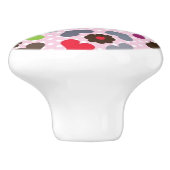 ピンクの花およびフクロウパターン セラミックノブ (側面)