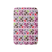 ピンクの花およびフクロウパターン バスマット (正面縦)