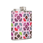 ピンクの花およびフクロウパターン フラスク (右)