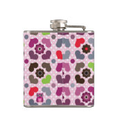 ピンクの花およびフクロウパターン フラスク (裏面)