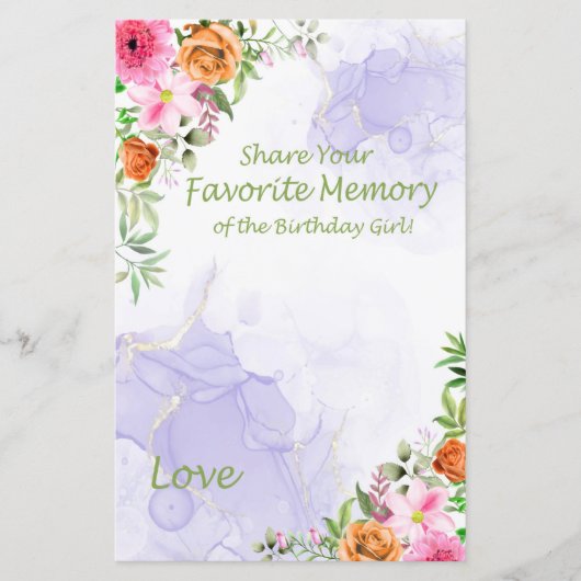 ピンクの花お気に入りのの誕生日の女の子 (正面)