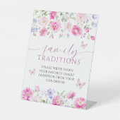 ピンクの花お気に入りの家族の伝統ゲーム 台座サイン (正面)