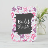 ピンクの花お洒落レトロ模様ブライダルシャワー 招待状 (スタンド正面)