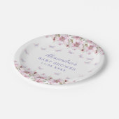 ピンクの花お洒落蝶の赤ちゃんシャワー ペーパープレート (アングル)