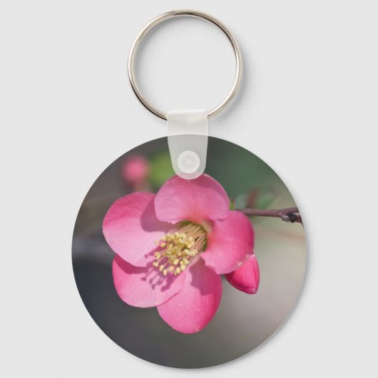ピンクの花かがり キーホルダー (正面)