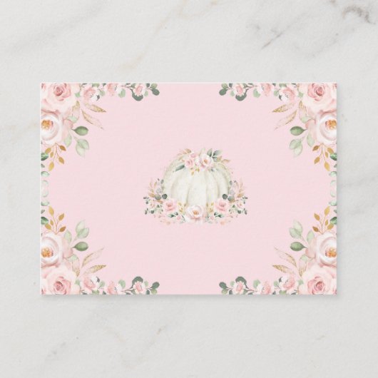 ピンクの花かぼちゃの女の子ベビーシャワーおむつラッフル エンクロージャーカード (裏面)