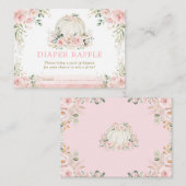 ピンクの花かぼちゃの女の子ベビーシャワーおむつラッフル エンクロージャーカード (正面/裏面)