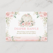 ピンクの花かぼちゃの女の子ベビーシャワーおむつラッフル エンクロージャーカード (正面)