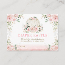 ピンクの花かぼちゃの女の子ベビーシャワーおむつラッフル エンクロージャーカード