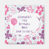 ピンクの花かわいいお洒落ありがとう誕生日 マグネット (正面)