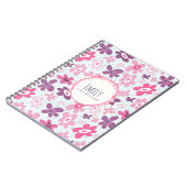 ピンクの花かわいいお洒落パタパーソナライズされたーン ノートブック (左側)