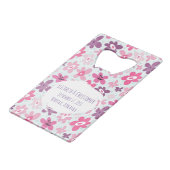 ピンクの花かわいいお洒落パタ結婚ーン クレジットカード栓抜き (正面アングル)