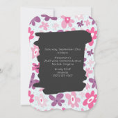ピンクの花かわいいお洒落レトロ誕生日パーティー 招待状 (裏面)