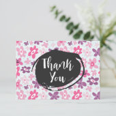 ピンクの花かわいいお洒落柄のパーティー感謝してい 招待状 (スタンド正面)