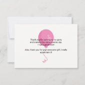 ピンクの花かわいいお洒落柄のパーティー感謝してい 招待状 (裏面)