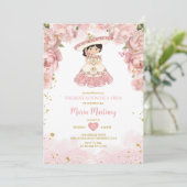 ピンクの花かわいいニーニャプレゼンタシオンデトレアノス 招待状 (スタンド正面)