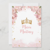 ピンクの花かわいいニーニャプレゼンタシオンデトレアノス 招待状 (裏面)