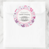 ピンクの花かわいいパタお洒落ーン事業 ラウンドシール (バッグ)