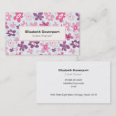 ピンクの花かわいいパタお洒落ーン 名刺 (正面/裏面)