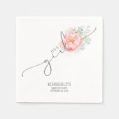 ピンクの花かわいい赤ちゃんシャワーナプキン スタンダードカクテルナプキン (正面)