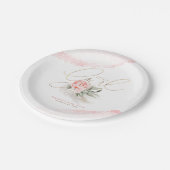 ピンクの花かわいい赤ちゃんシャワー ペーパープレート (アングル)