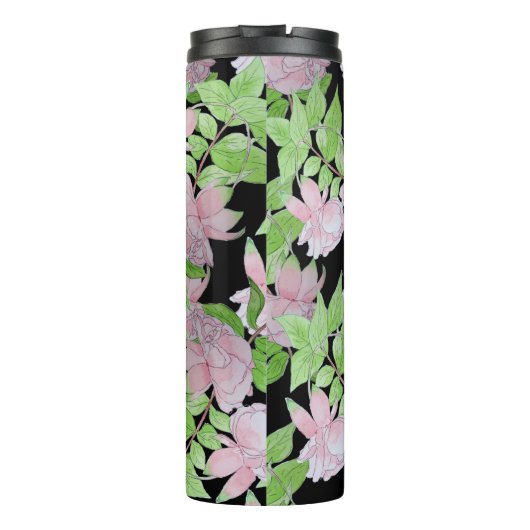 ピンクの花かわいらしと葉のフローラの房 タンブラー (裏面)