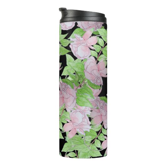 ピンクの花かわいらしと葉のフローラの房 タンブラー (回転右)