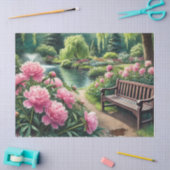 ピンクの花かわいらし牡丹 薄葉紙 (クラフト)