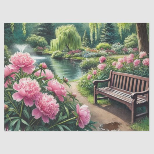 ピンクの花かわいらし牡丹 薄葉紙 (正面)