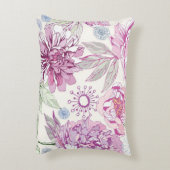 ピンクの花が付いているパターン アクセントクッション (裏面(縦))