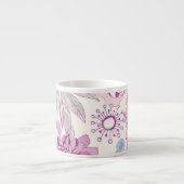ピンクの花が付いているパターン エスプレッソカップ (正面)