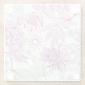 ピンクの花が付いているパターン ガラスコースター (裏面)