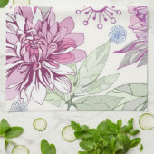 ピンクの花が付いているパターン キッチンタオル (折り畳み)