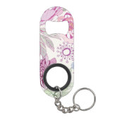 ピンクの花が付いているパターン キーホルダー栓抜き (裏面)