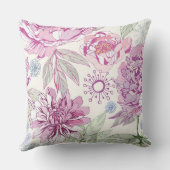 ピンクの花が付いているパターン クッション (裏面)