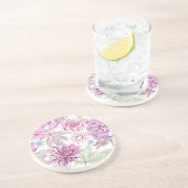 ピンクの花が付いているパターン コースター (側面)