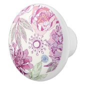 ピンクの花が付いているパターン セラミックノブ (右)