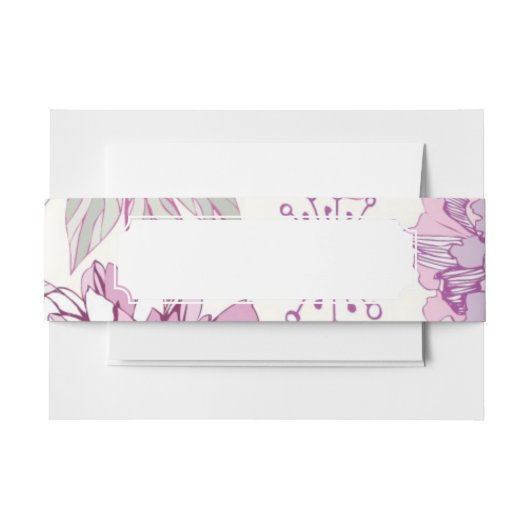 ピンクの花が付いているパターン 招待状ベリーバンド (正面例)