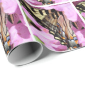 ピンクの花が付いている蝶包装紙 ラッピングペーパー (ロールコーナー)